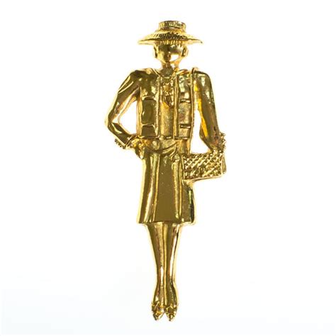 coco chanel mademoiselle gold brooch|Chanel brooches.